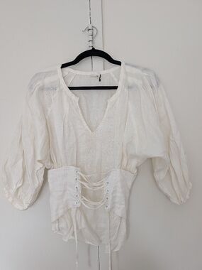 corset waist linen top